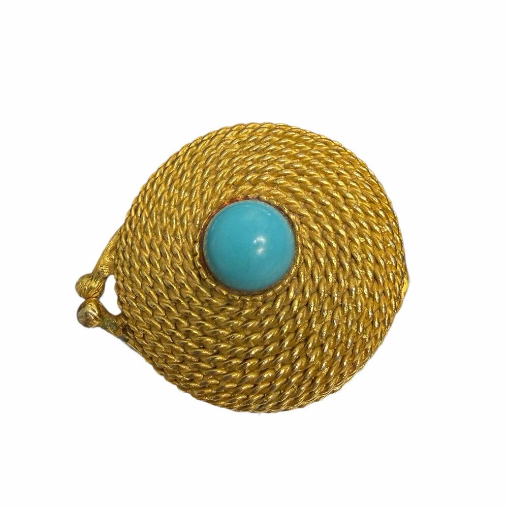 Estee Lauder Goldtone Turquoise Rope Compact Perfume Pill Box Vintage